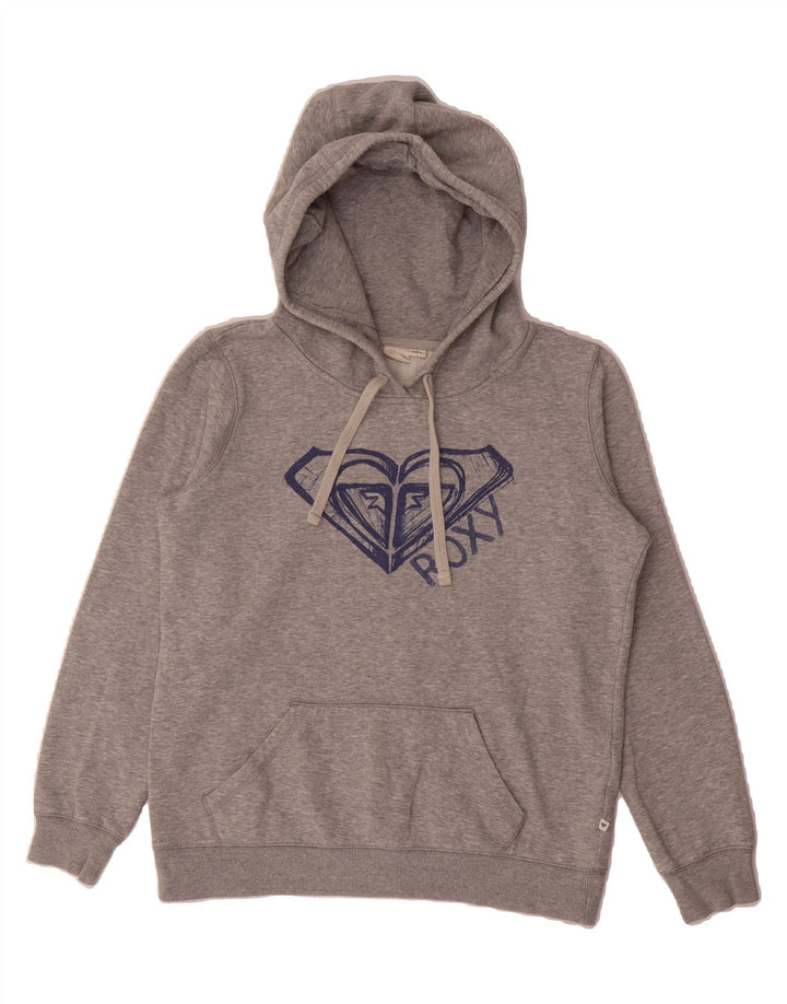 ROXY Womens Oversized Graphic Hoodie Jumper UK 10 Small Grey Cotton Vintage Roxy and Second-Hand Roxy from Messina Hembry 
