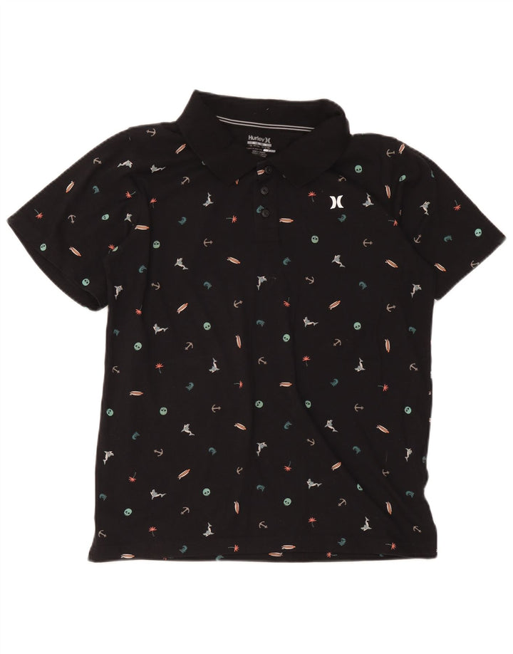 Hurley Boys Dri Fit Abstract Pattern Polo Shirt 13-14 Years XL Black