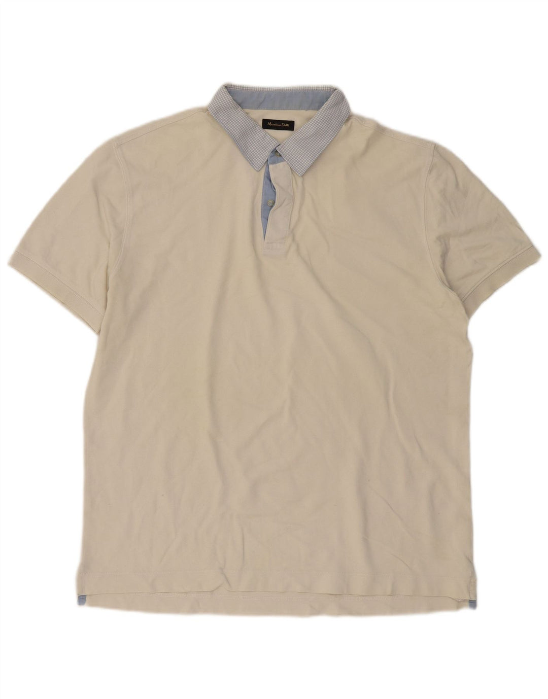 MASSIMO DUTTI Mens Polo Shirt Large Off White Cotton