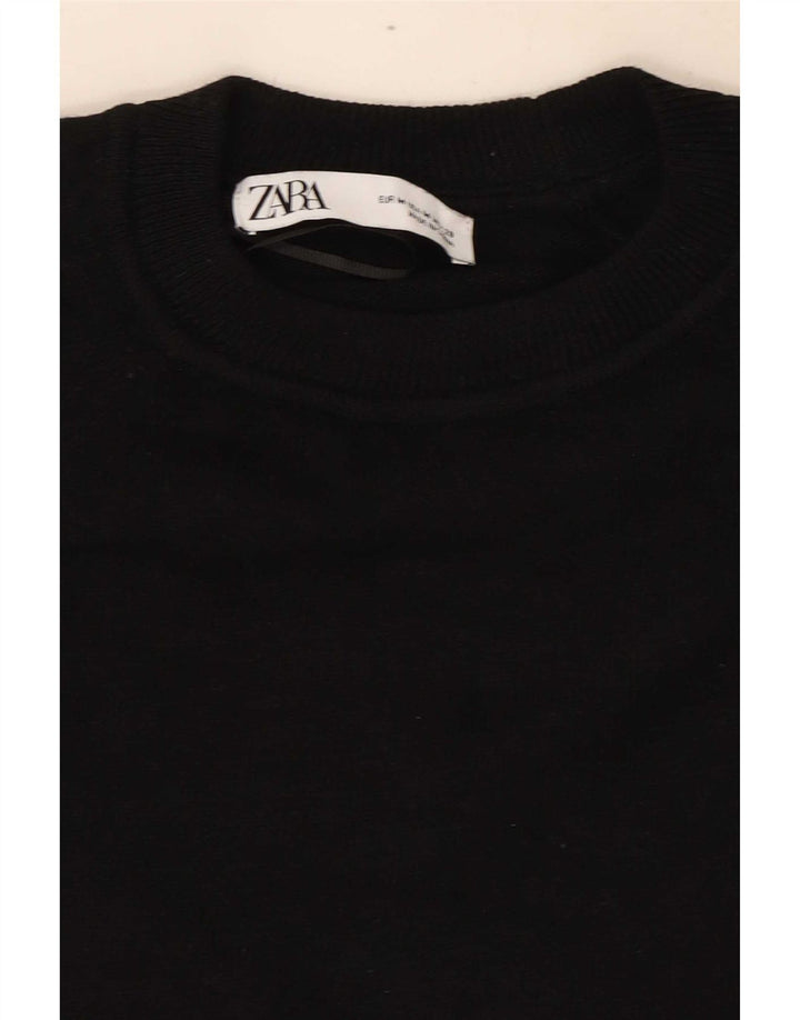 Zara Womens Crop Oversized Blouse Top UK 14 Medium Black