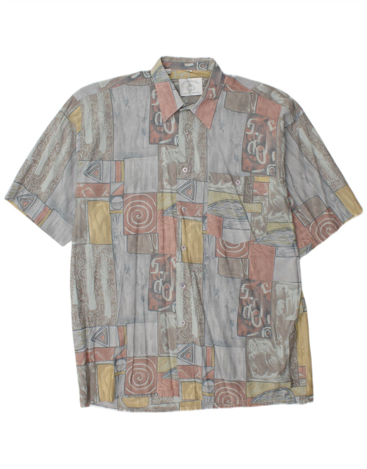 C.C.CONCORD  Mens Short Sleeve Shirt Large Multicoloured Geometric