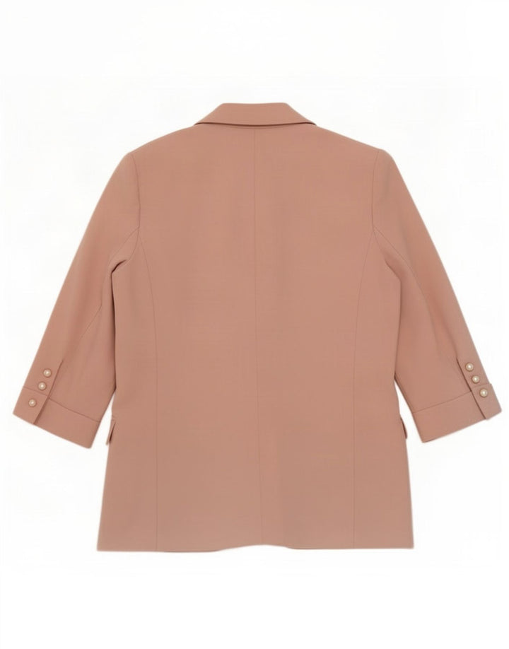Zara Womens 3/4 Sleeve Open Blazer Jacket UK 14 Medium Pink Polyester