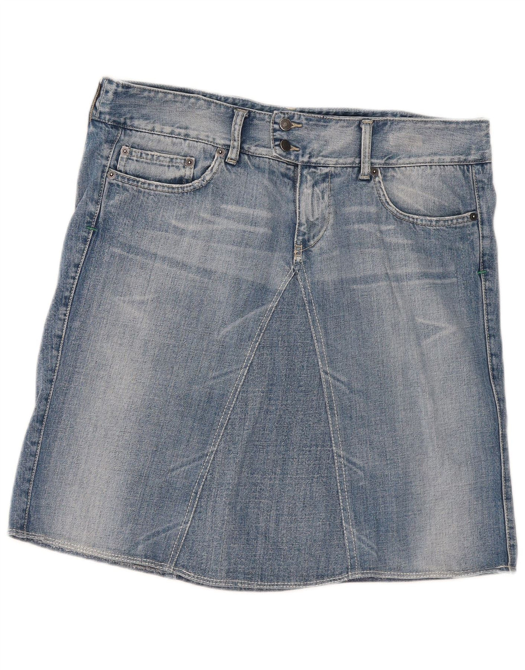Benetton Womens Denim Skirt W32 Large Blue Cotton