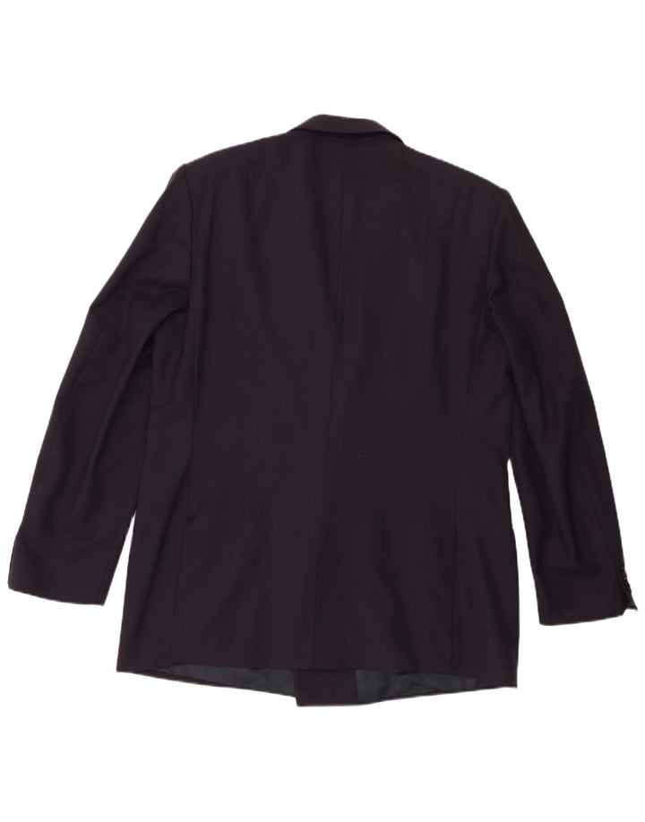 Lubiam Mens Double Breasted Blazer Jacket IT 54 2XL Navy Blue Virgin Wool