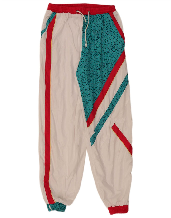 VINTAGE Womens Tracksuit Trousers Joggers UK 14 Medium  White Colourblock