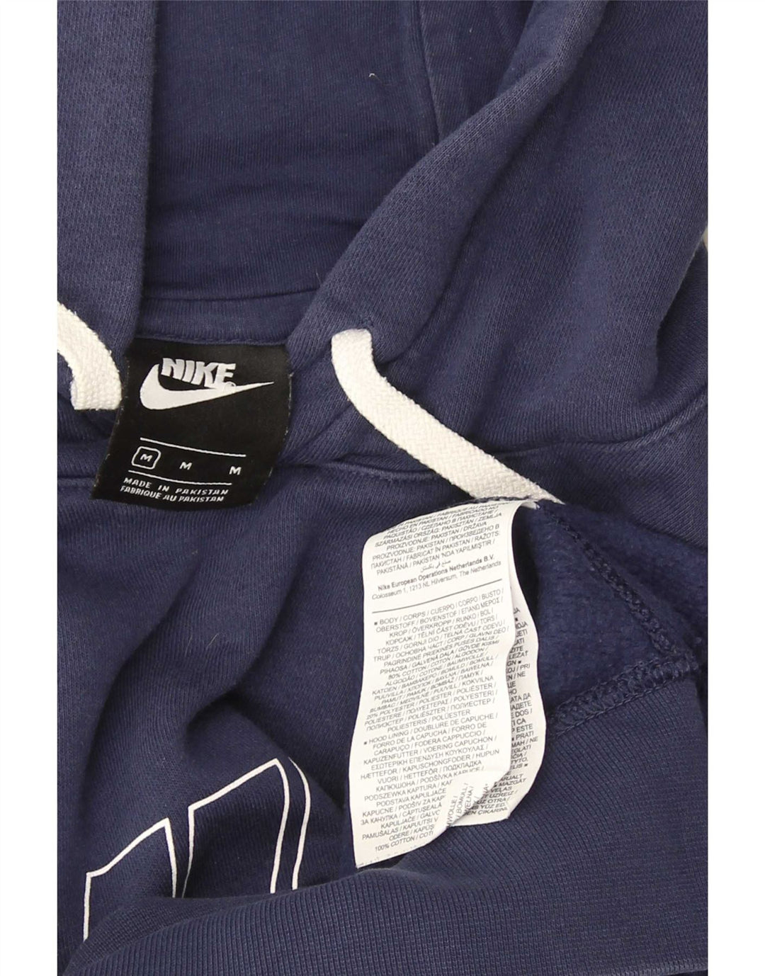 Nike Mens Graphic Hoodie Jumper Medium Navy Blue Cotton