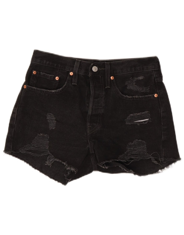 Levi's Womens 501 Distressed Denim Shorts W28 Medium Black