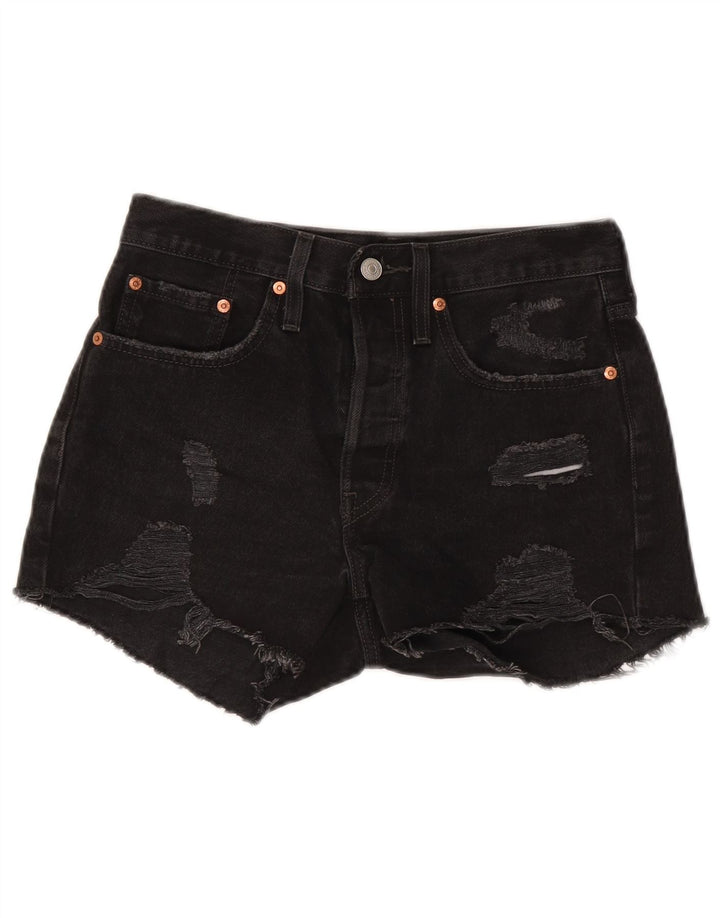 Levi's Womens 501 Distressed Denim Shorts W28 Medium Black