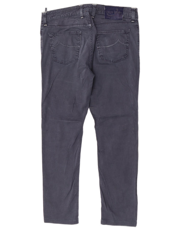 Jacob Cohen Mens Slim Casual Trousers W33 L28 Navy Blue Cotton