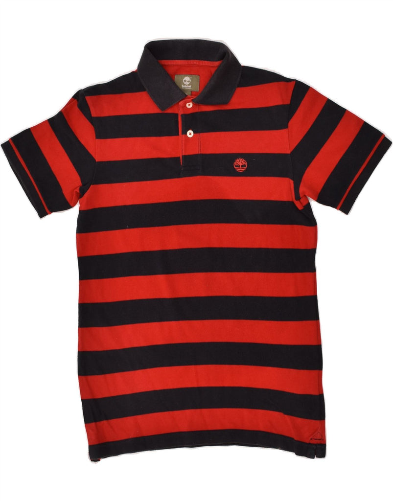 TIMBERLAND Mens Polo Shirt Small Red Striped Cotton | Vintage Timberland | Thrift | Second-Hand Timberland | Used Clothing | Messina Hembry 