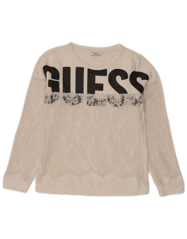 Guess Girls Graphic Sweatshirt Jumper 15-16 Years White Cotton