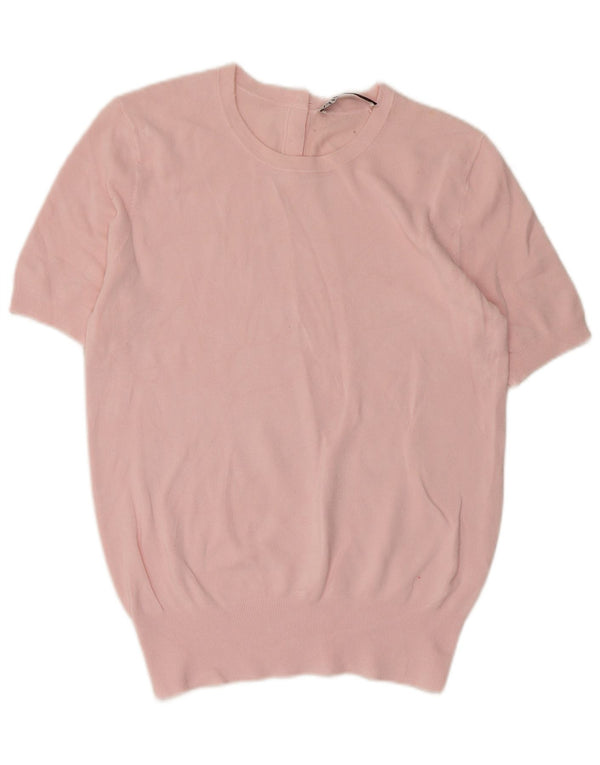 Zara Womens Short Sleeve Crew Neck Jumper Sweater UK 18 XL Pink