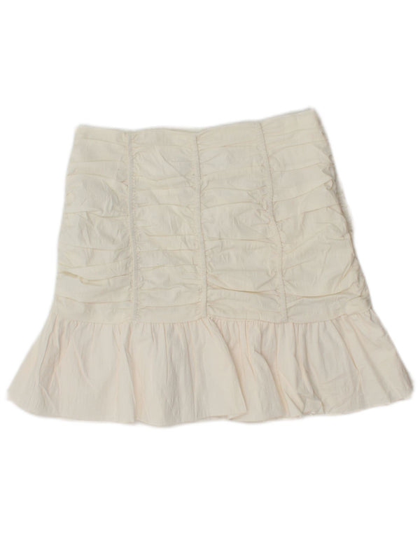 Zara Womens Mini Ruffle Skirt Small W26 White Cotton