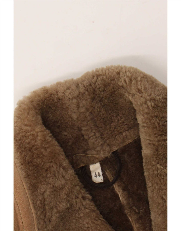 Vintage Womens Batwing Shearling Jacket IT 44 Medium Brown
