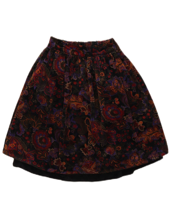 Vintage Girls Midi A-Line Skirt 9-10 Years W24 Multicoloured Floral Cotton