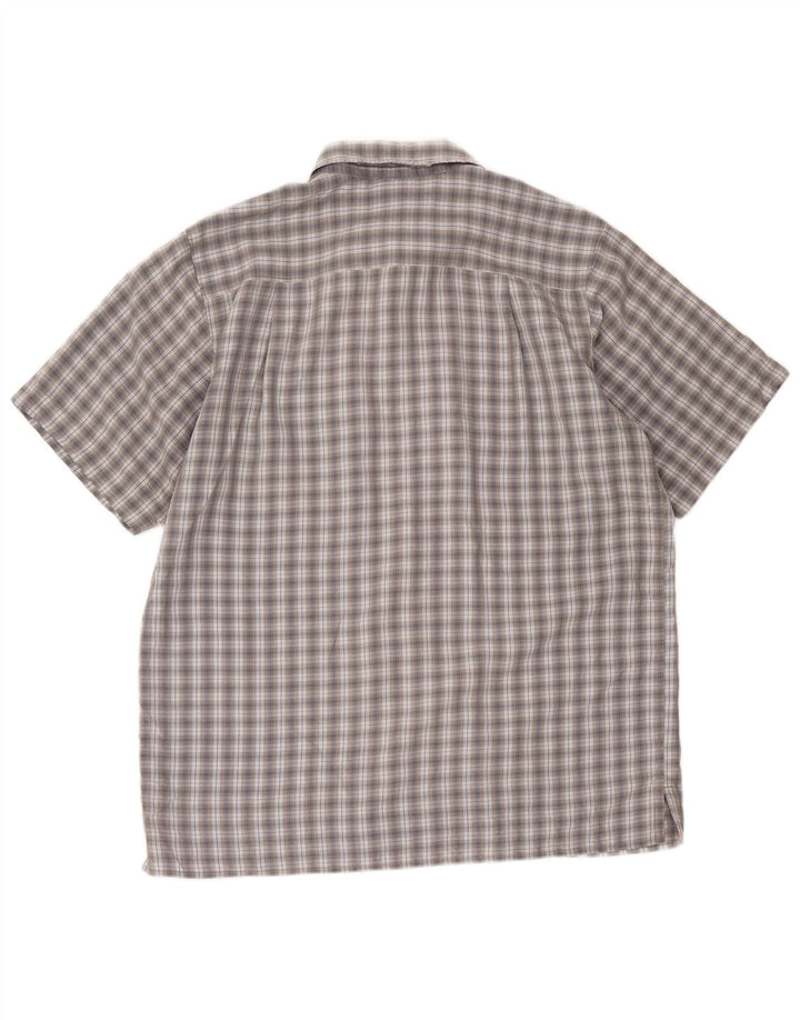 The North Face Mens Short Sleeve Regular Fit Shirt Medium Grey Plaid Modal