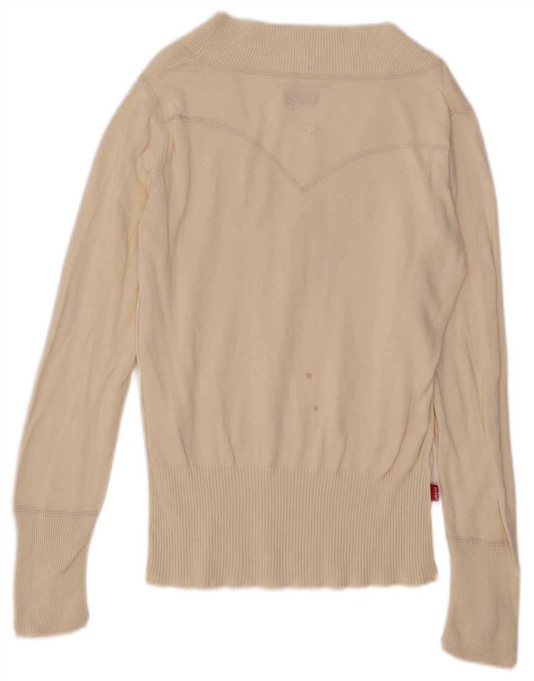 Levi's Womens V-Neck Jumper Sweater UK 12 Medium Off White