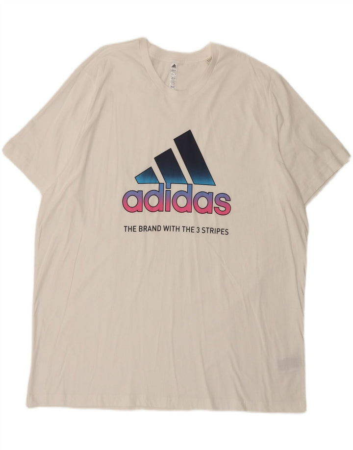 Adidas Mens Graphic T-Shirt Top 2XL White Cotton