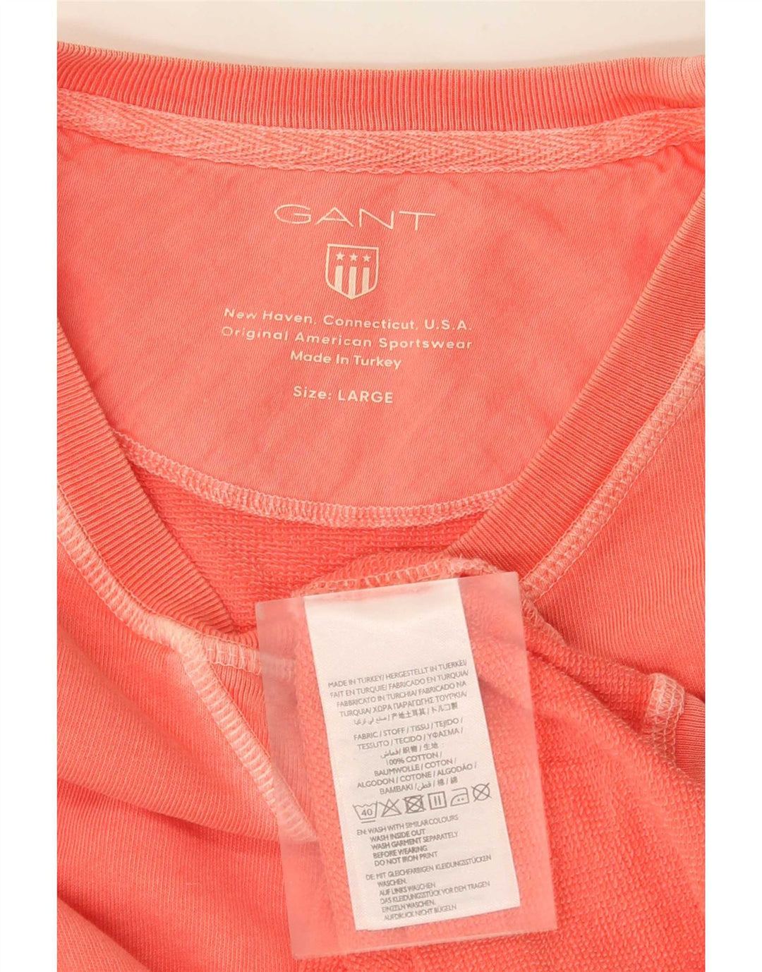 Gant Mens Top Long Sleeve Large Pink Cotton