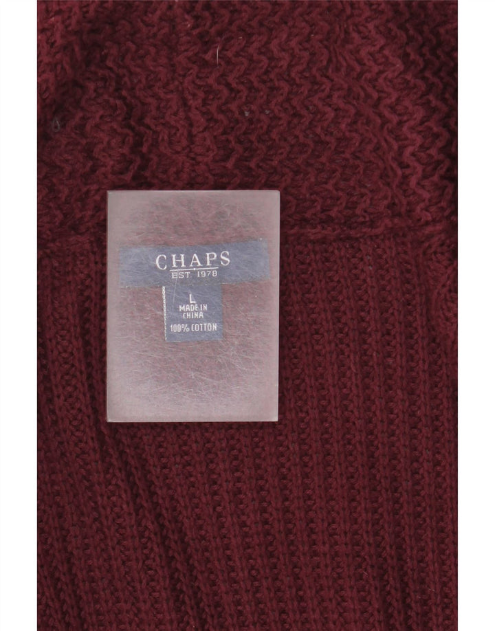 Chaps Womens Longline Open Cardigan Sweater UK 16 Large Maroon Cotton