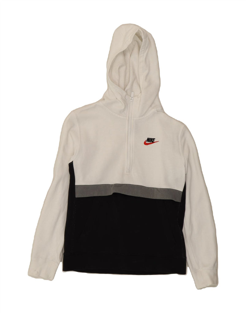 NIKE Boys Standard Fit Hoodie Jumper 12-13 Years Large White Colourblock Vintage Nike and Second-Hand Nike from Messina Hembry 