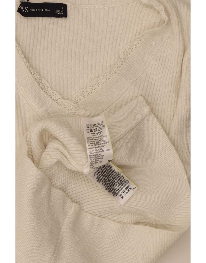 Marks & Spencer Womens T-Shirt Top UK 8 Small Off White Acrylic