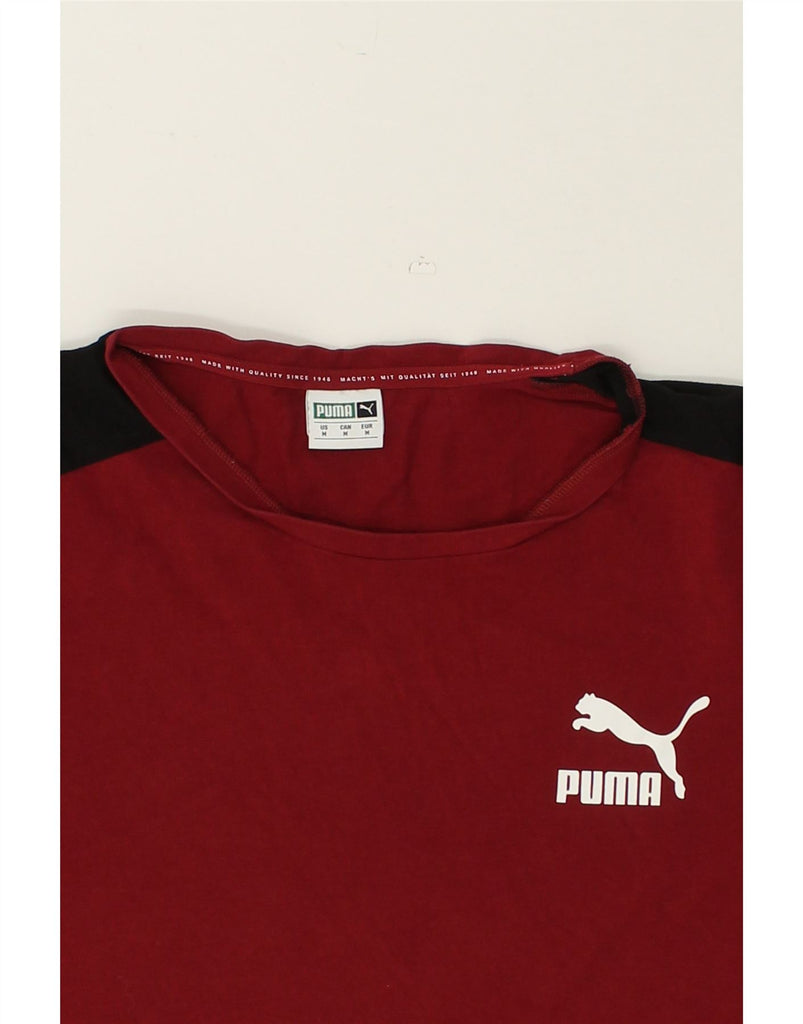 PUMA Mens Graphic T-Shirt Top Medium Maroon Cotton | Vintage Puma | Thrift | Second-Hand Puma | Used Clothing | Messina Hembry 