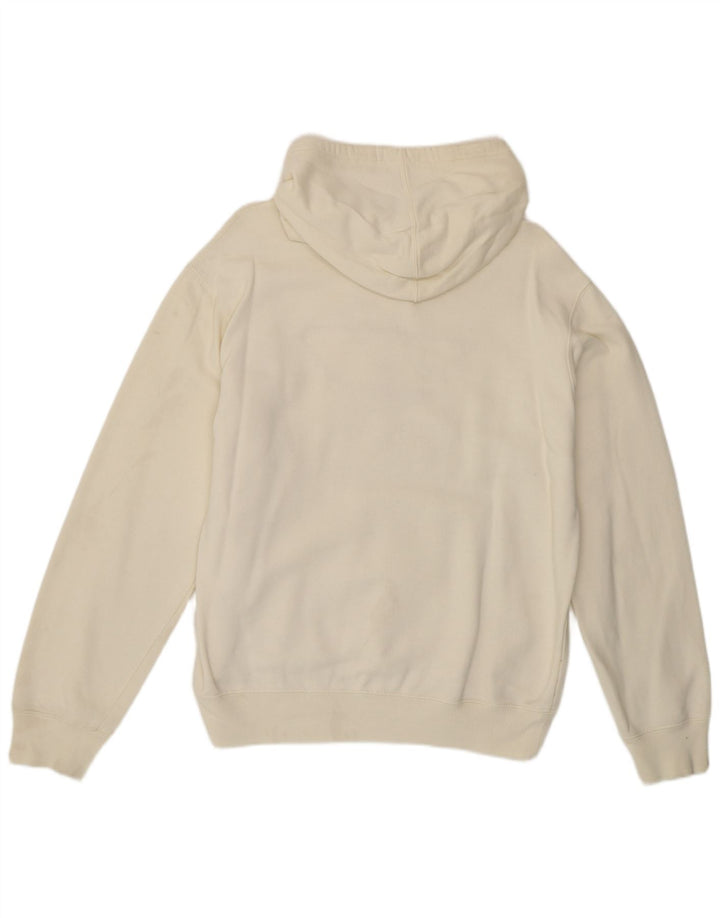 DIESEL Mens Graphic Hoodie Jumper Medium Off White Cotton