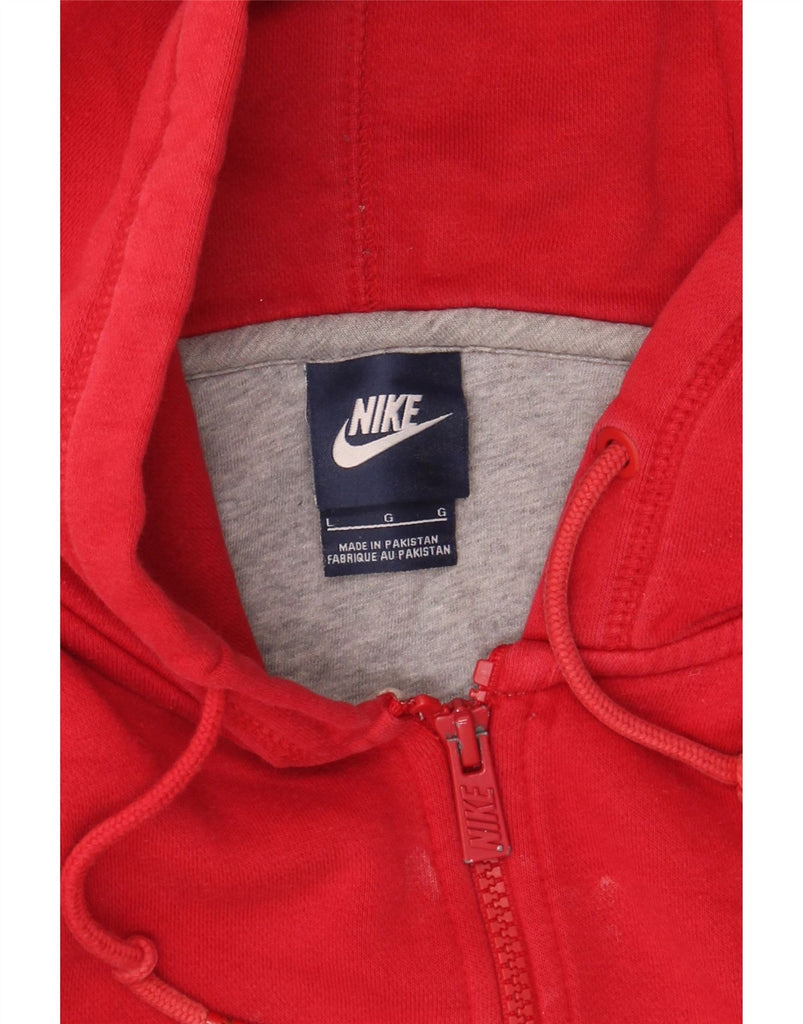 NIKE Womens Oversized Zip Hoodie Sweater UK 14 Large Red Cotton Vintage Nike and Second-Hand Nike from Messina Hembry 