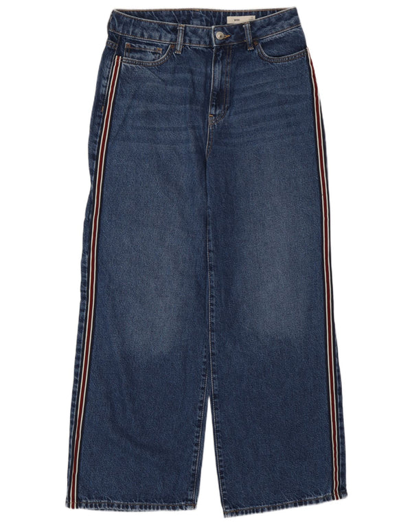 Marks & Spencer Womens Wide Leg Jeans UK 12 Medium W30 L28 Blue Cotton