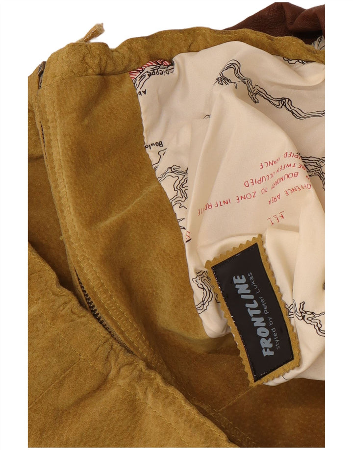 Front Line Mens Suede Jacket UK 40 Large Beige Leather