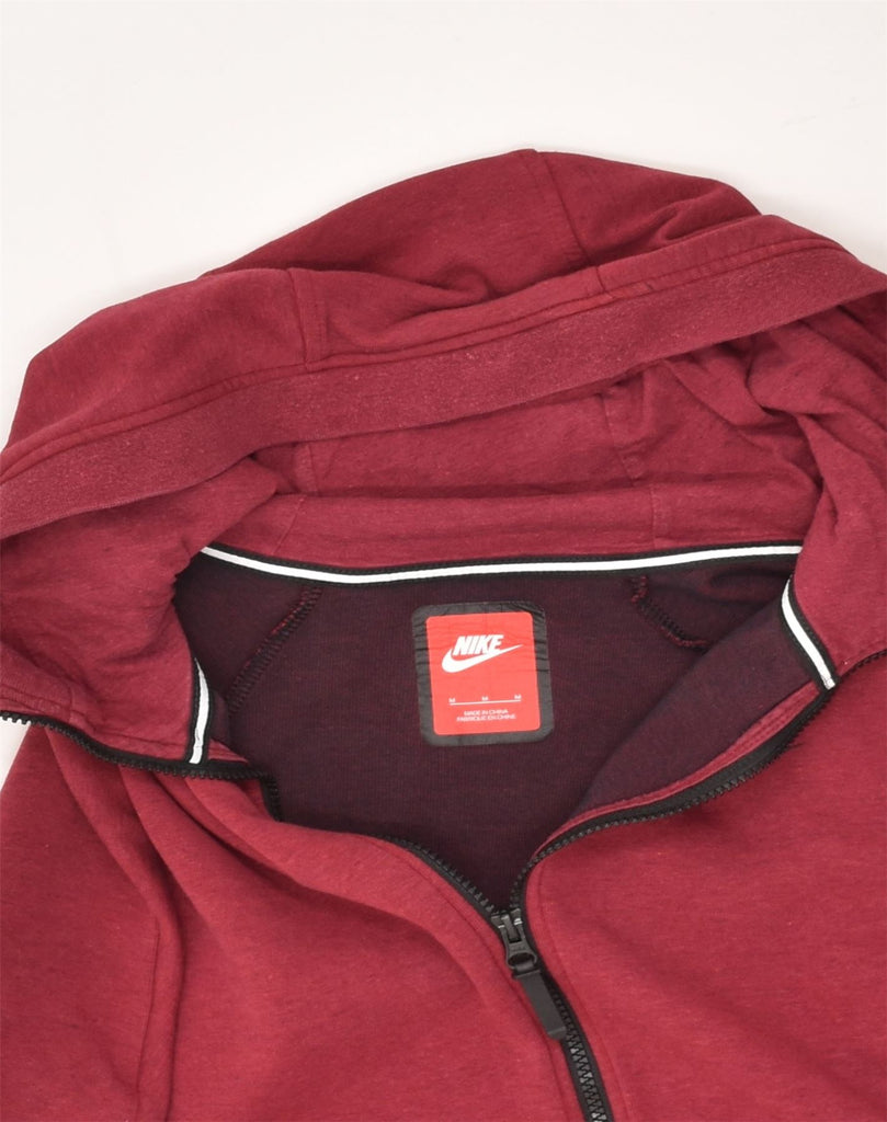 NIKE Womens Oversized Zip Hoodie Sweater UK 14 Medium Red Cotton | Vintage Nike | Thrift | Second-Hand Nike | Used Clothing | Messina Hembry 