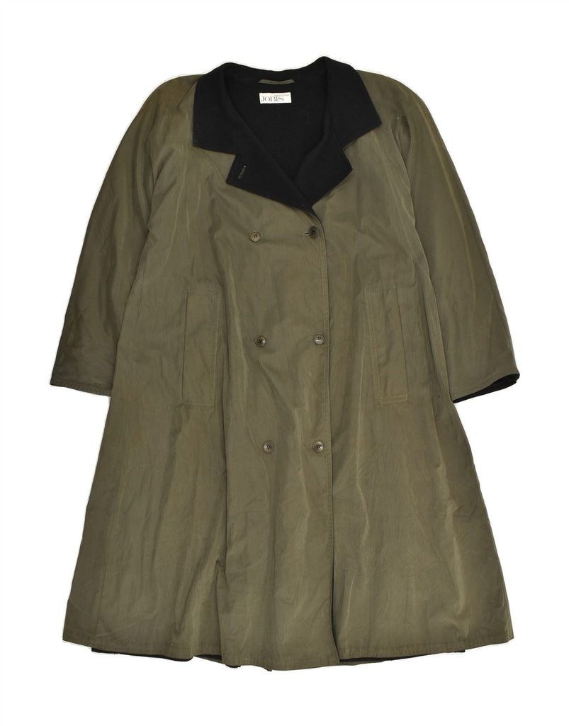 JOBIS Womens Double Breasted Coat UK 14 Medium Khaki Cotton | Vintage Jobis | Thrift | Second-Hand Jobis | Used Clothing | Messina Hembry 