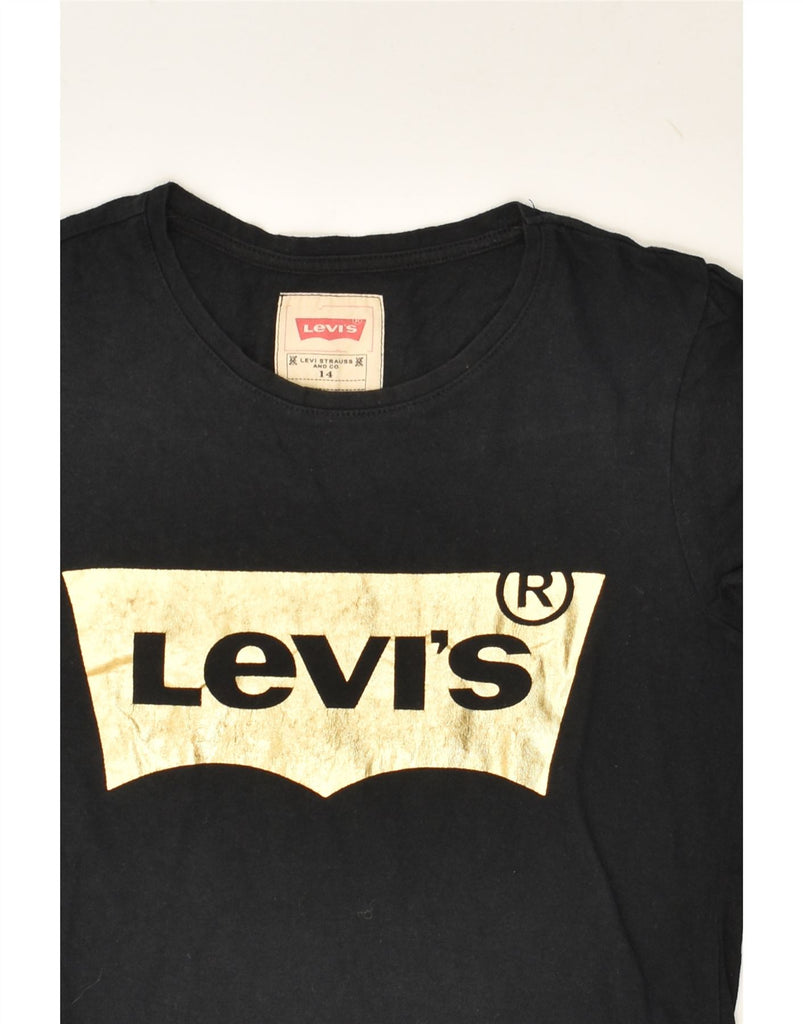 LEVI'S Girls Graphic T-Shirt Top 13-14 Years Black Cotton | Vintage Levi's | Thrift | Second-Hand Levi's | Used Clothing | Messina Hembry 