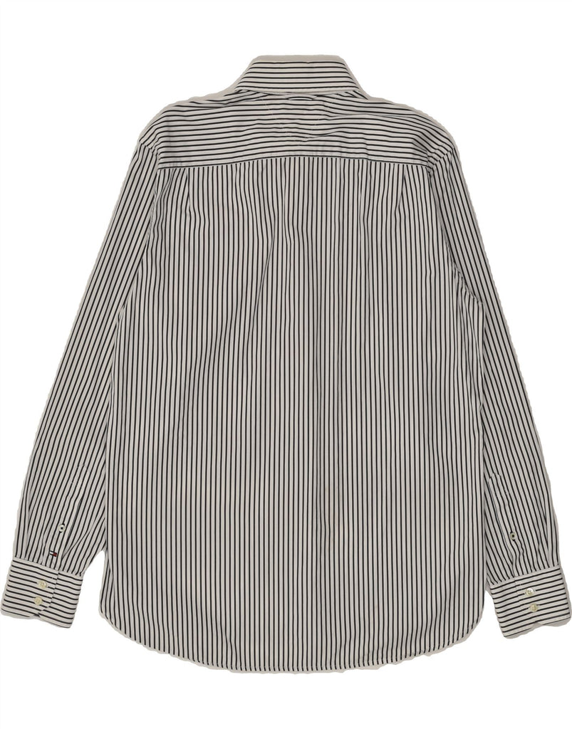 TOMMY HILFIGER Mens 80'S Two Ply Shirt Medium Grey Pinstripe Cotton | Vintage Tommy Hilfiger | Thrift | Second-Hand Tommy Hilfiger | Used Clothing | Messina Hembry 