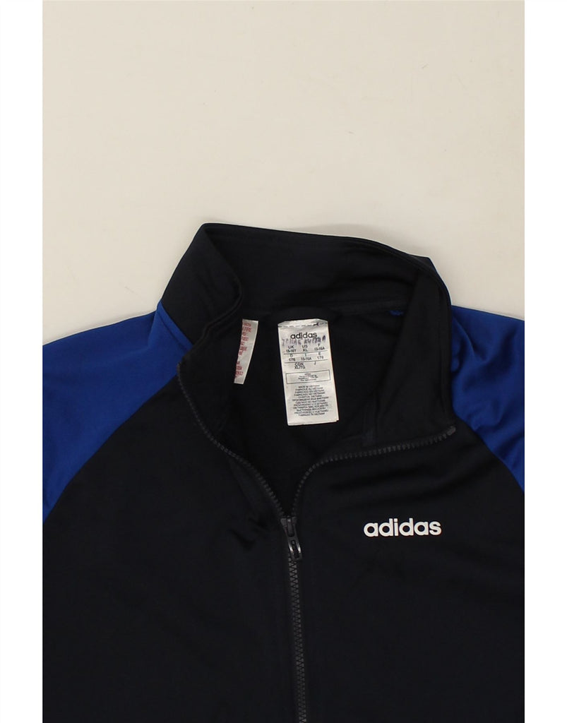 ADIDAS Boys Graphic Tracksuit Top Jacket 15-16 Years Navy Blue Colourblock | Vintage Adidas | Thrift | Second-Hand Adidas | Used Clothing | Messina Hembry 