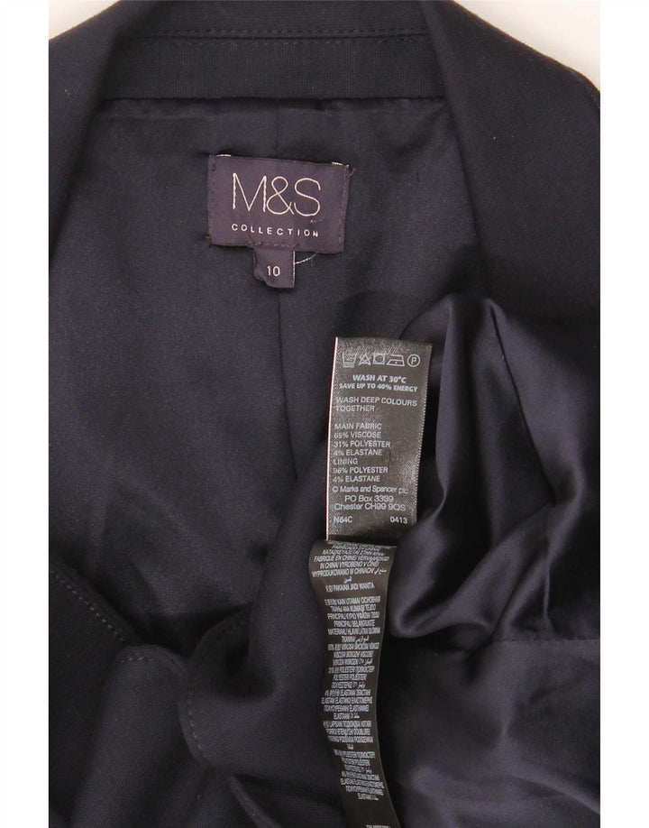 Marks & Spencer Womens 1 Button Blazer Jacket UK 10 Small Navy Blue Viscose
