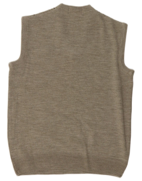 Vintage Mens Vest Tank Top Medium Grey Geometric