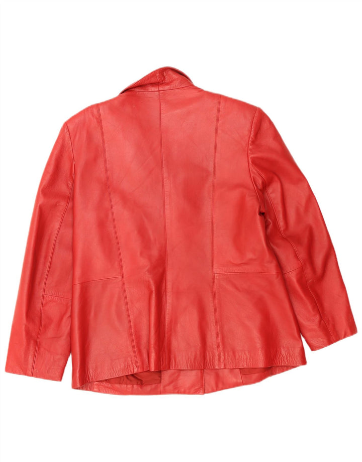 Vintage Womens 3 Button Leather Blazer Jacket IT 46 Large Red Leather