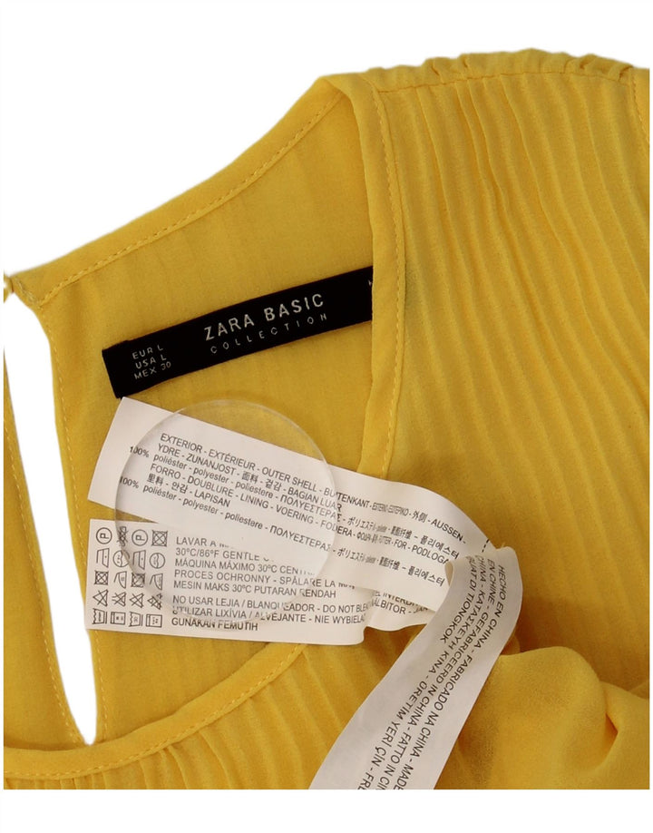 Zara Womens Sleeveless Blouse Top UK 16 Large Yellow Polyester