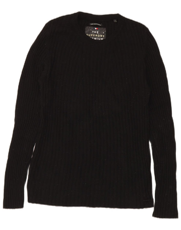 Superdry Womens Crew Neck Jumper Sweater UK 18 XL Black Wool
