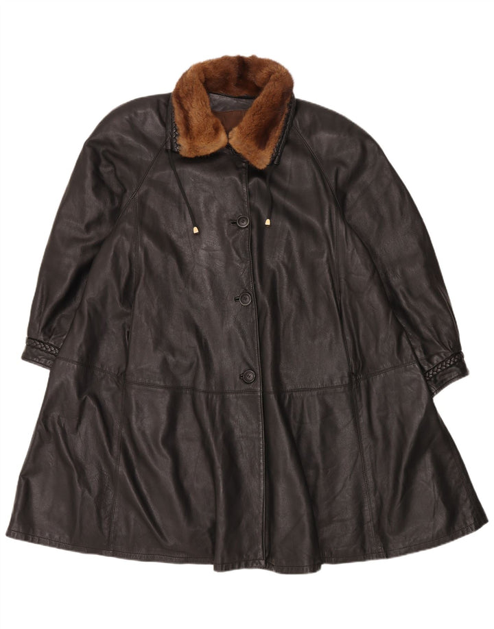 Vincent Womens Leather Coat IT 40 Small Black