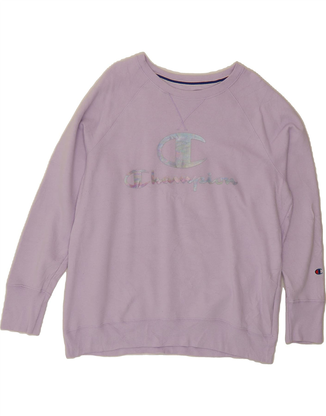 CHAMPION Womens Graphic Oversized Sweatshirt Jumper UK 18 XL Purple Vintage Champion and Second-Hand Champion from Messina Hembry 