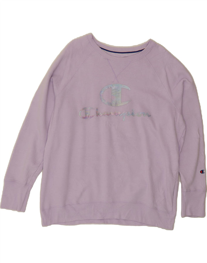 CHAMPION Womens Graphic Oversized Sweatshirt Jumper UK 18 XL Purple Vintage Champion and Second-Hand Champion from Messina Hembry 
