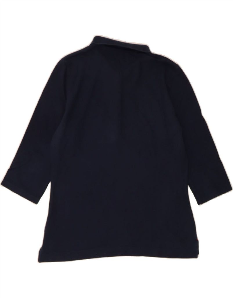 TOMMY HILFIGER Womens Slim Fit 3/4 Sleeve Polo Shirt UK 14 Large Navy Blue Vintage Tommy Hilfiger and Second-Hand Tommy Hilfiger from Messina Hembry 