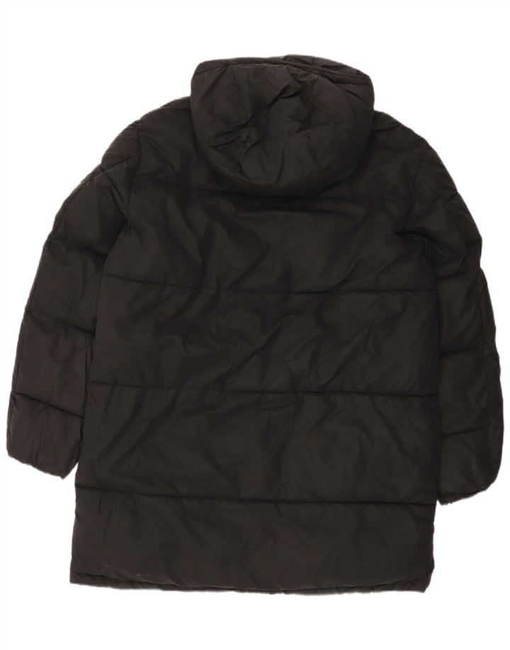 Zara Mens Hooded Padded Coat UK 40 Large Black Polyester