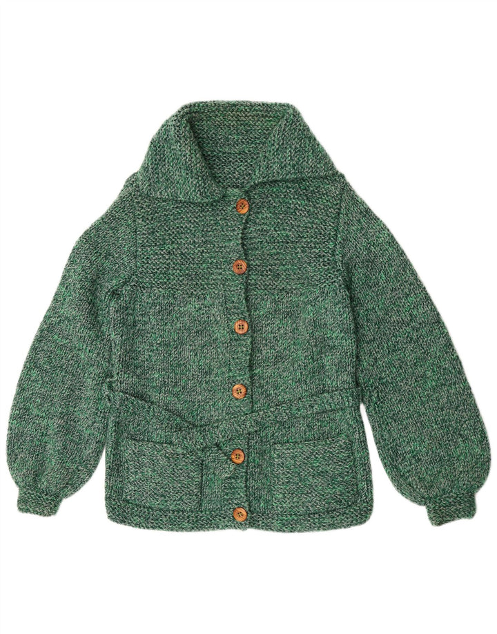 Vintage Womens Cardigan Sweater UK 14 Medium Green Flecked