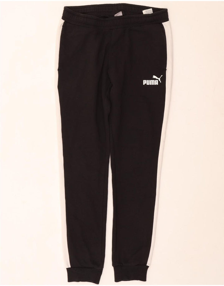 Puma Mens Tracksuit Trousers Joggers Medium  Black Colourblock Cotton
