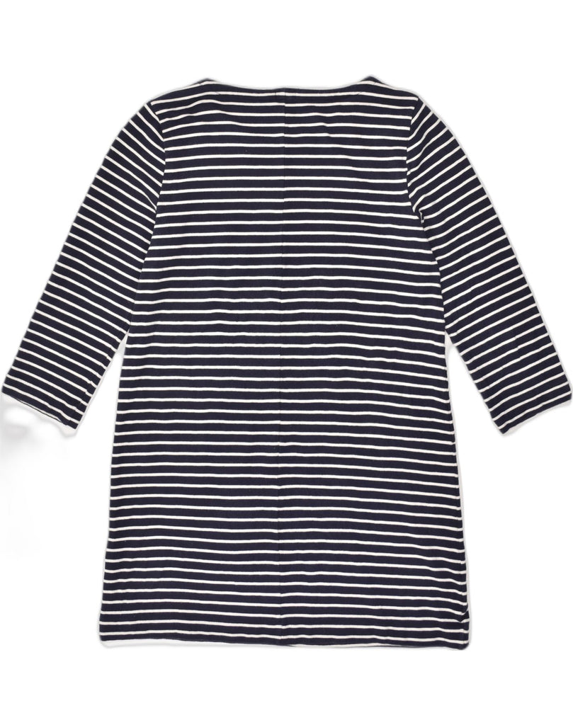 J. CREW Womens 3/4 Sleeve Basic Dress UK 16 Large Navy Blue Striped Cotton | Vintage J. Crew | Thrift | Second-Hand J. Crew | Used Clothing | Messina Hembry 