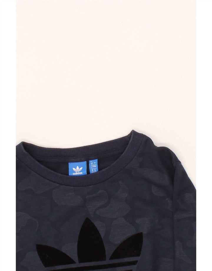 ADIDAS Womens Graphic Oversized Sweatshirt Jumper UK 8 Small Navy Blue Vintage Adidas and Second-Hand Adidas from Messina Hembry 